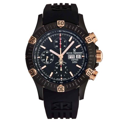 Мужские часы Revue Thommen Air Speed Chronograph с автоматическим черным циферблатом 16071.6887