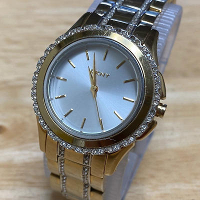 DKNY NY 8699 Lady Dual Tone Steel Faux Diamonds Analog Quartz