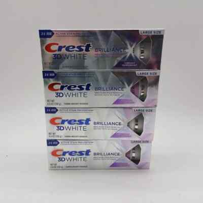 Crest 3D White Brilliance Purple Teeth Whitening Toothpaste, 4.6 oz Each, 4 Pack
