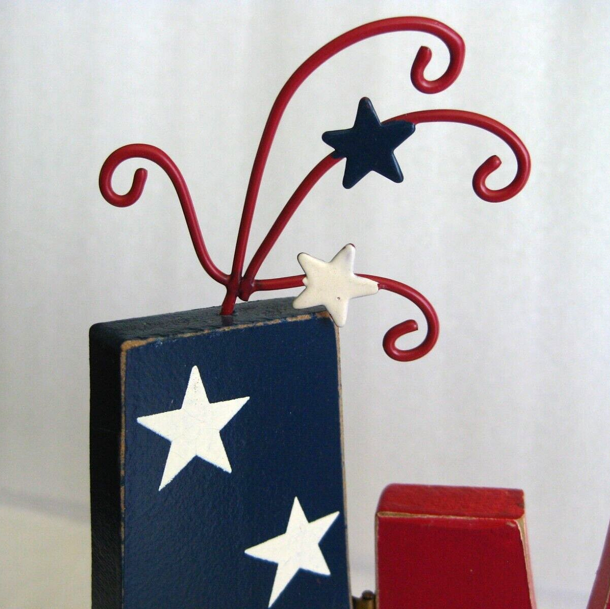 Patriotic Wooden Hinged AMERICA Word Art Sign Plaque Home Decor Uncle Sam