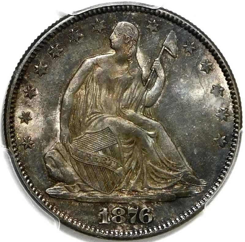 🗽💎❤️🦅🤍💙😍PCGS MS64 1876 SEATED LIBERTY HALF DOLLAR
