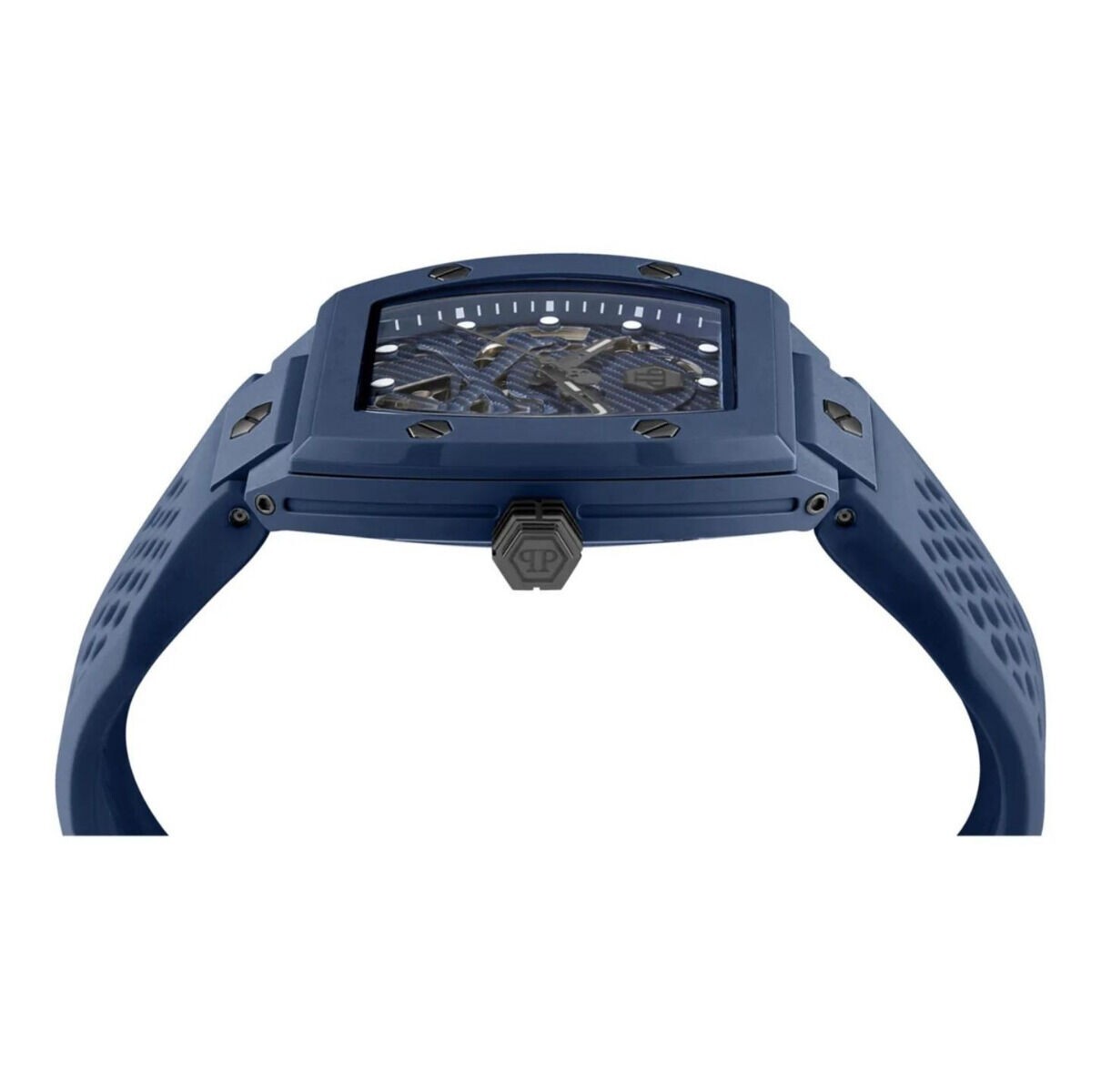 Pre-owned Philipp Plein The $keleton Ecoceramic (pwvba0323) Men's Blue Skeleton Watch