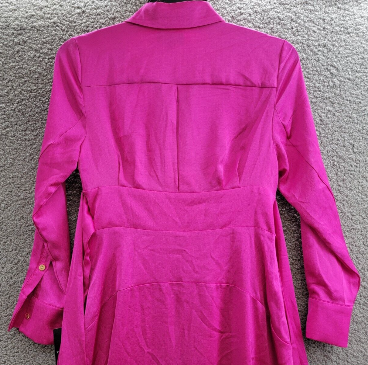 Tahari ASL Petite Collared V-Neck Side-Tie Midi Dress Women's 8P Shocking Pink~ - Picture 13 of 18