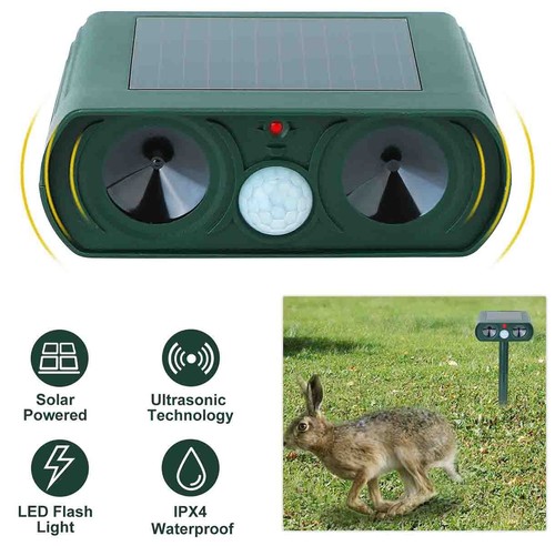 Ultrasonic Animal Pest Repeller Solar Powered Repellent Cat Dog Motion Deterrent