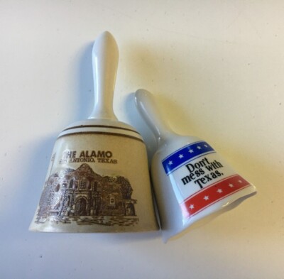 Lot of 2 TEXAS hand bells - The Alamo San Antonio & Don't Mess with Texas VGC