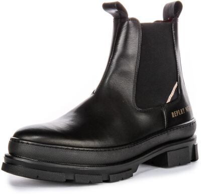 REPLAY REPLAY VEGA LEA CHUNKY SOLE CHELSEA MENS BOOTS IN BLACK US 6 - 13