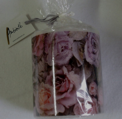 1 x Kerze Rosen Viele Blüten Lampionkerze Kerzen candle ( altrosa Dunkel rosa