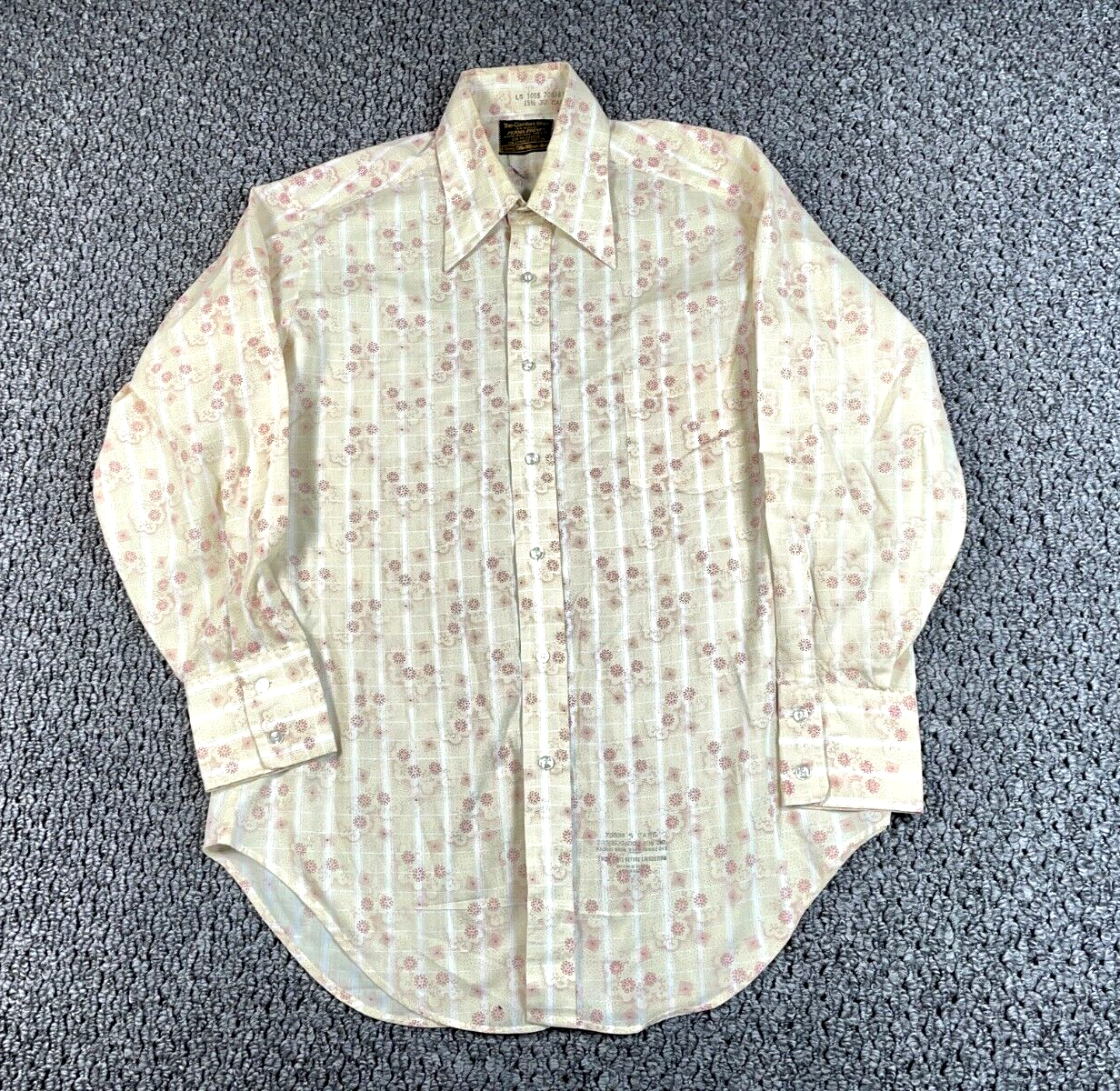 トップス 70s USA Sears open collar shirt check M Rare Vintage SEARS Checkered Plaid Casual Button Front Shirt