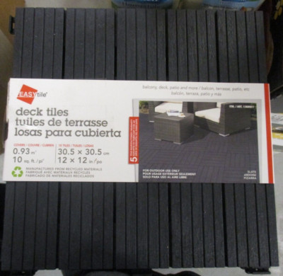 Brand New Easy Tile Cosmo Deck Tiles 12  x 12   Slate (Pack of 10) ~NOB~