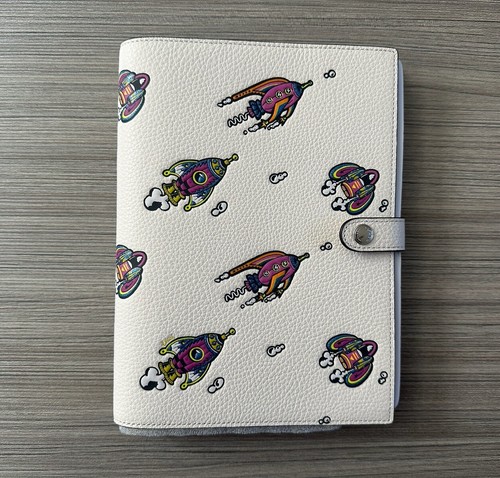 NWT Coach Cosmic Notebook With Space Rocket Print Silver