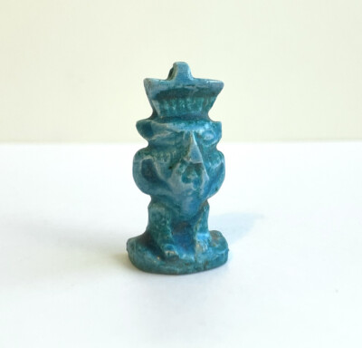 Rare Handmade Ancient Egyptian Bes God Faience Ushabti Sculpture Statue