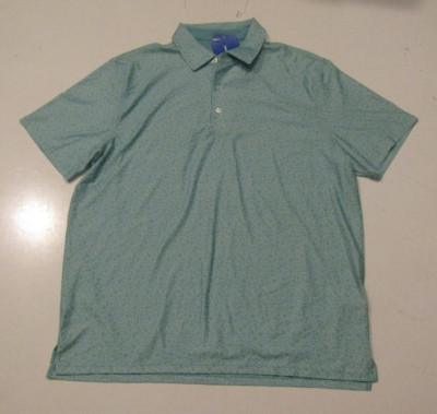 HICKEY FREEMAN Mens Green Floral Wicking Golf Polo Shirt Size Medium M NWT