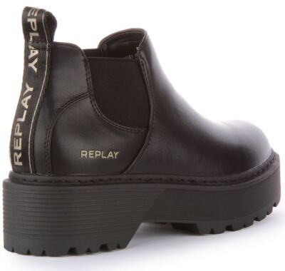 Pre-owned Replay Luisa Tiny Lightweight Eco Pull On Vegan Boot Black Womens Us 4 - 9