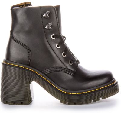 Pre-owned Dr. Martens Dr Martens Jesy Sendal 6 Eye Lace Up Womens Heel Boot Black Us 5 - 11