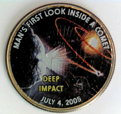 Man's First Look Inside a Comet - Colorized Half Dollar - Space Exploration NASA