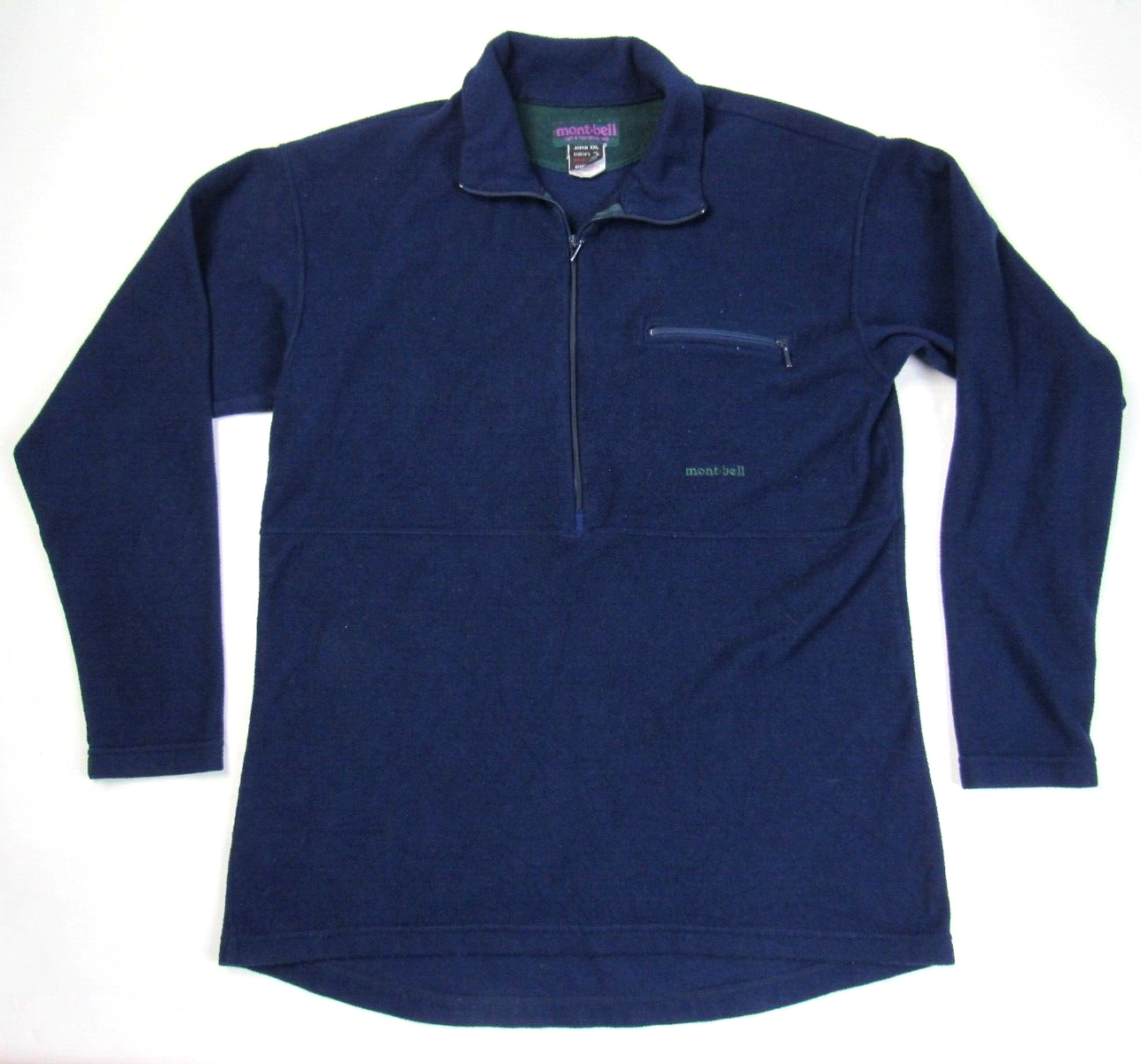 Vtg 80s 90s Mont-bell Fleece 1/2 Zip Sweater Sz XL Blue Long