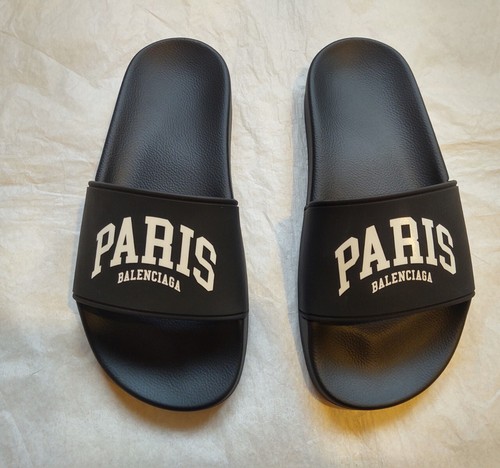 Balenciaga Cities Pool Slide Sandal Paris Black White Size Balenciaga Cities Pool Slide Sandal Paris Black White Size