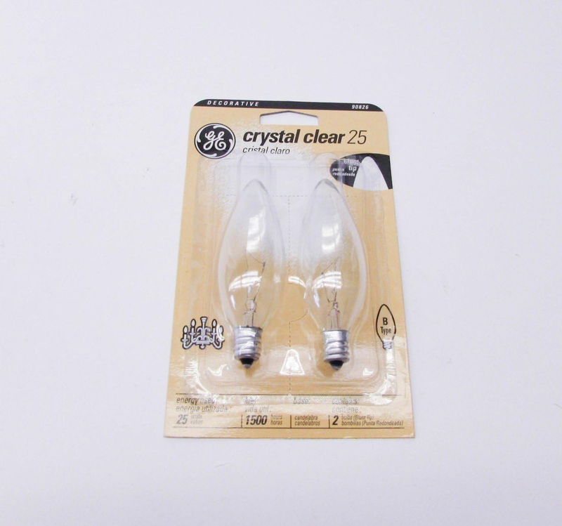GE 48393 25-Watt Candelabra Base Blunt Tip Light Bulbs, Crys