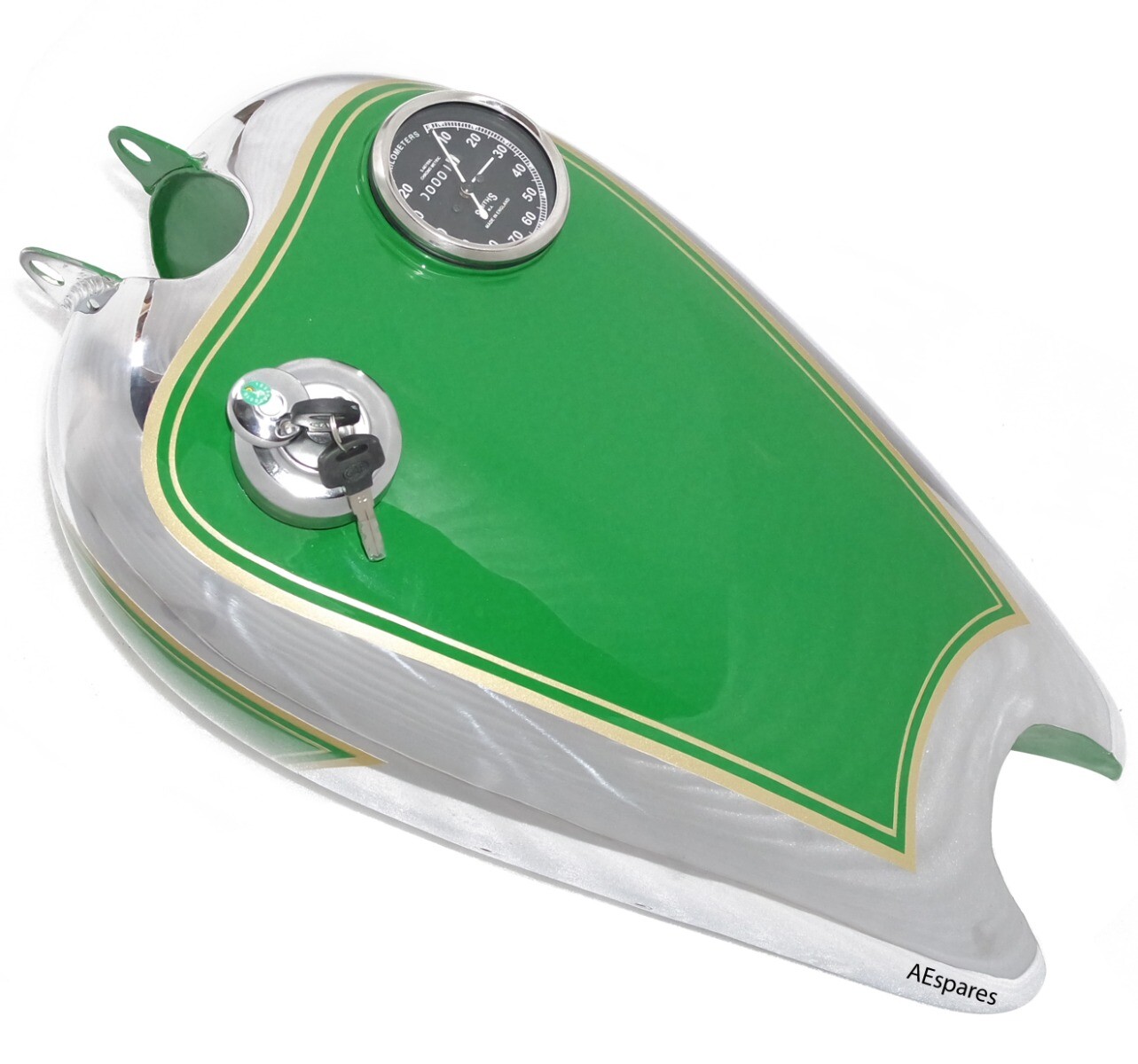BSA C11 C10 Fuel Tank Green Paint Chrome Plated With Cap & Petcock 