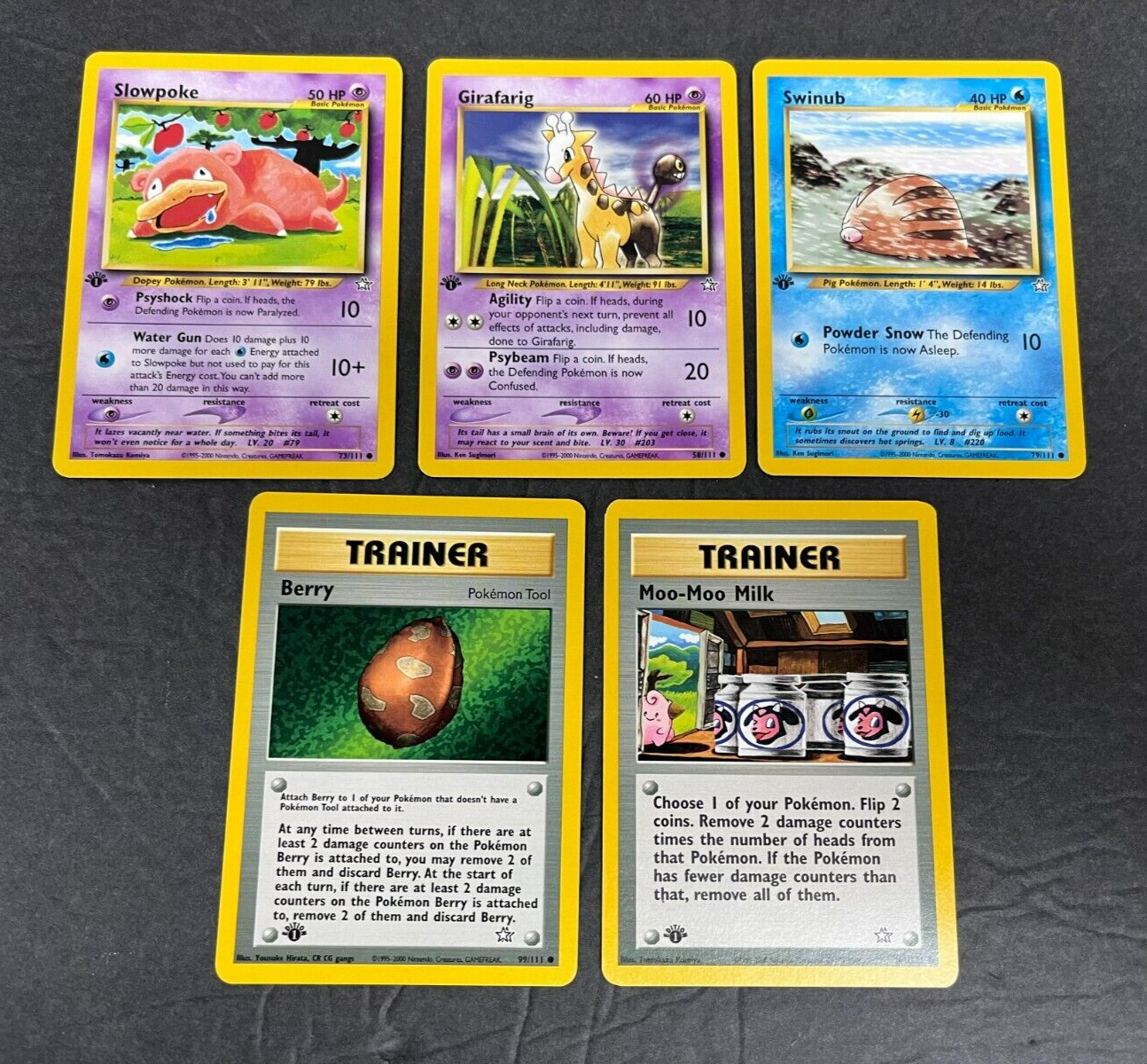 2000 Pokemon Neo Genesis 1st Edition Card Lot #10 (5) NRMT 2000 Pokemon Neo Genesis 1st Edition Card Lot #10 (5) NRMT