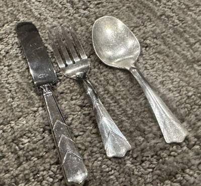 WEB STERLING SILVER CHILD'S BABY SET LOT 3 60 g SPOON KNIFE FORK VINTAGE