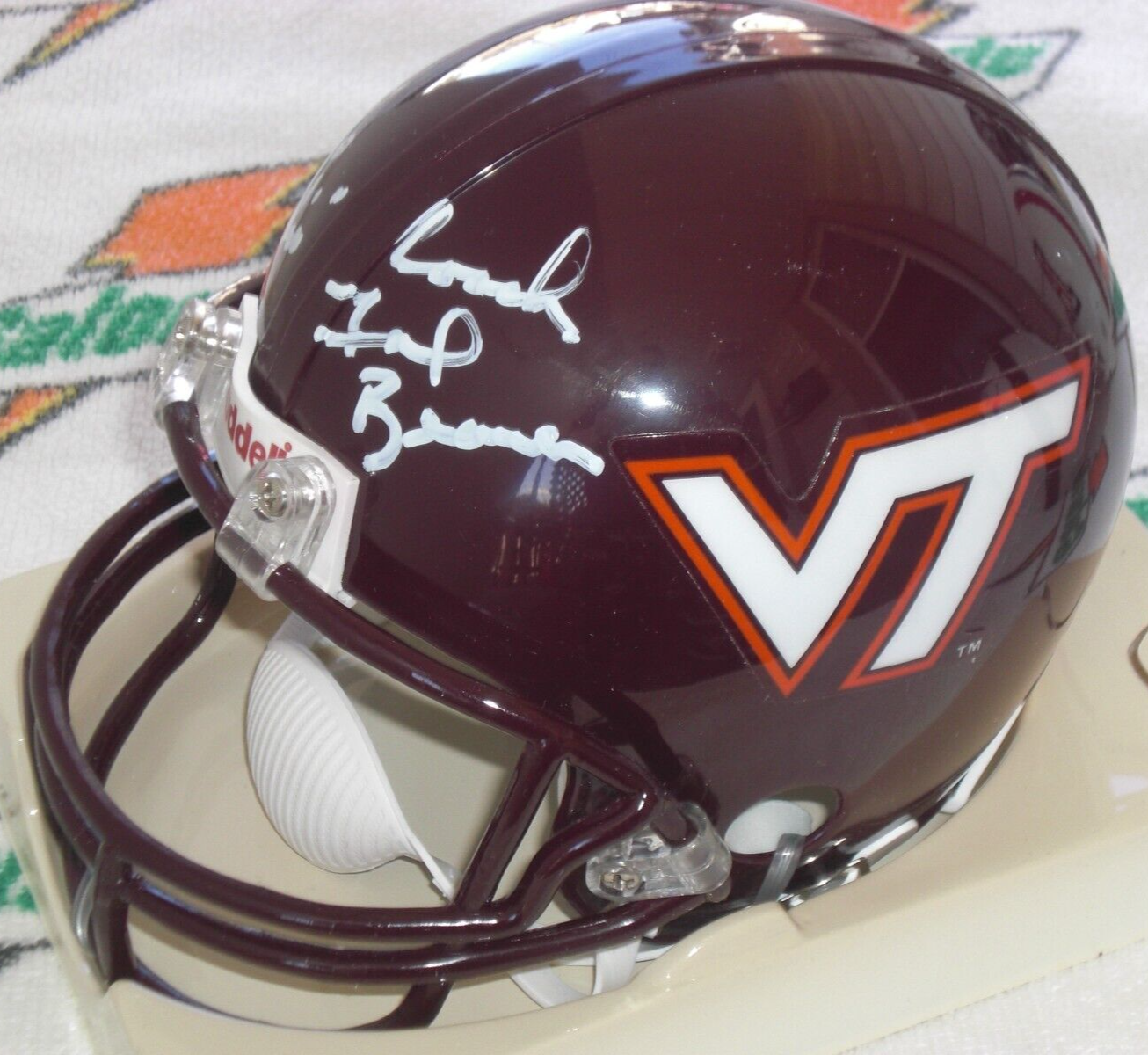 FRANK BEAMER SIGNED VIRGINIA TECH HOKIES MINI HELMET - CFB H.O.F - J.S.A. Cert