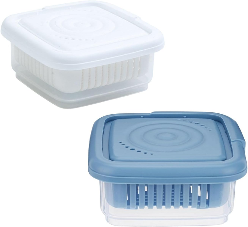 2 Pcs Square Soap Dish Set with Lid, Featuring Removable Drain Tray, Portable Le