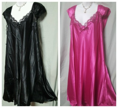 Ventura Sexy Black Pink Sleeveless Calf Nightgown Plus Plus  2X 3X 5X