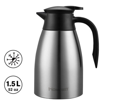 1.5L Thermoskanne Isolierkanne Edelstahl Warmhaltekanne Kaffee Tee auslaufsicher