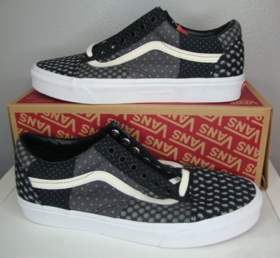 Vans Old Skool Patchwork Classic Skate Shoes Men s 10 Black Gray Paisley Calico