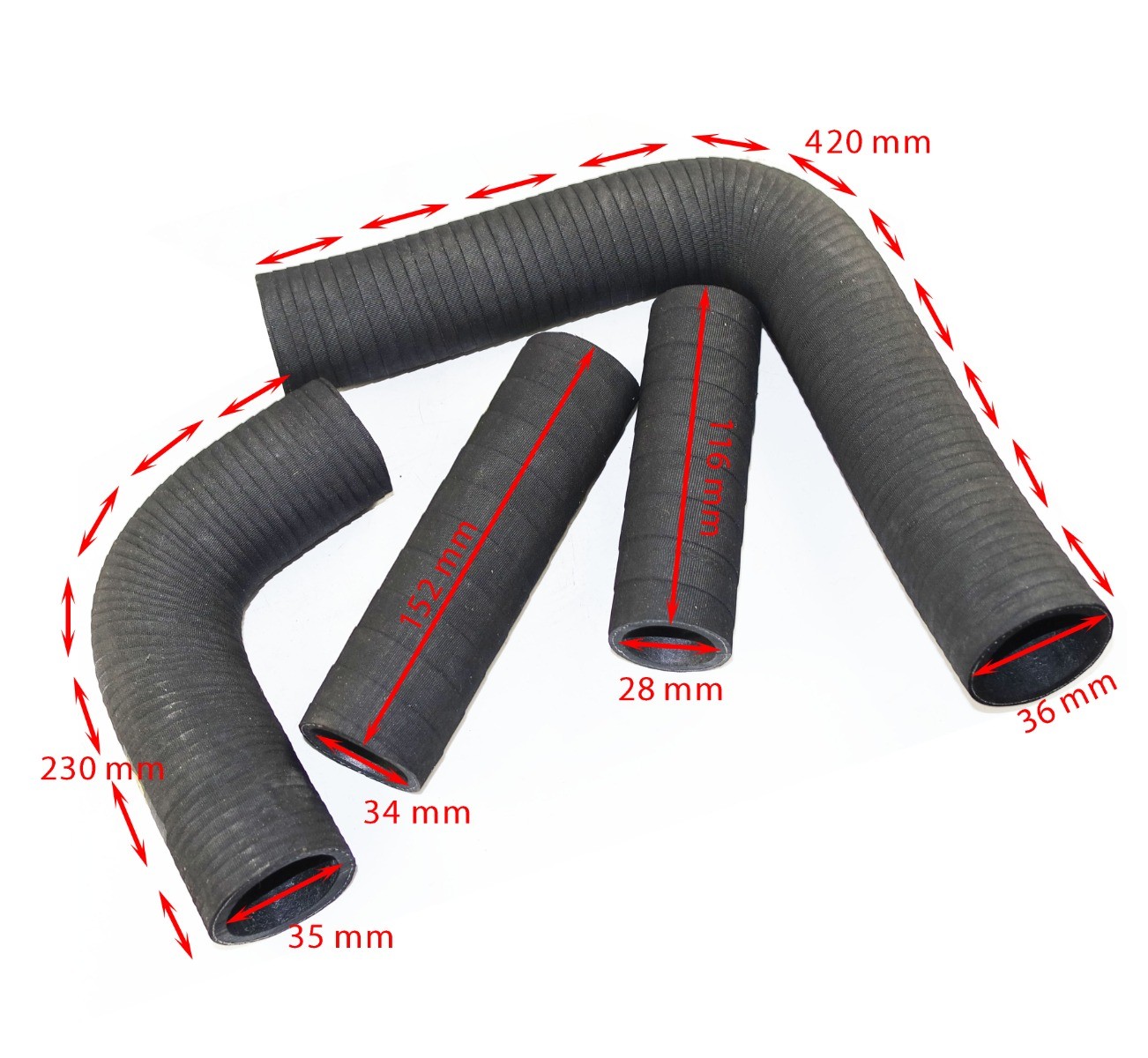 Radiator Hose Pipe Set of 4 Massey Ferguson 135 148 240 Tractor 3 Cylinder 