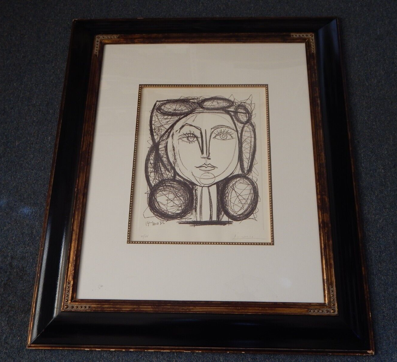 Pablo　Picasso、ワイングラス、希少な額装用画集より、新品高級額装付 Pablo Picasso、ワイングラス、希少な額装用画集より、新品高級