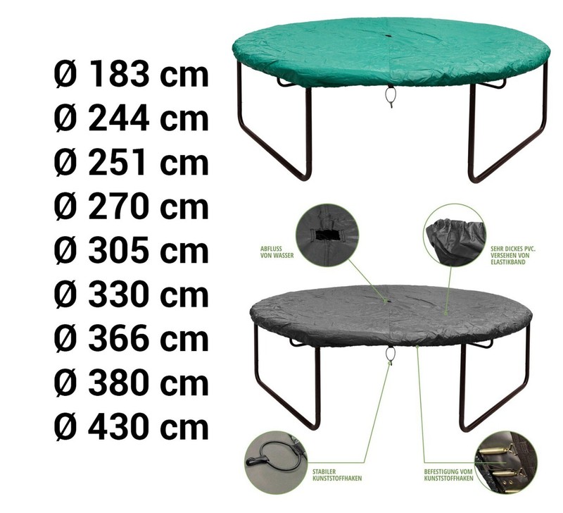 Trampolin Abdeckplane SchutzhÃ¼Lle Wetterplane Regenplane Winterplane 183-430 Cm