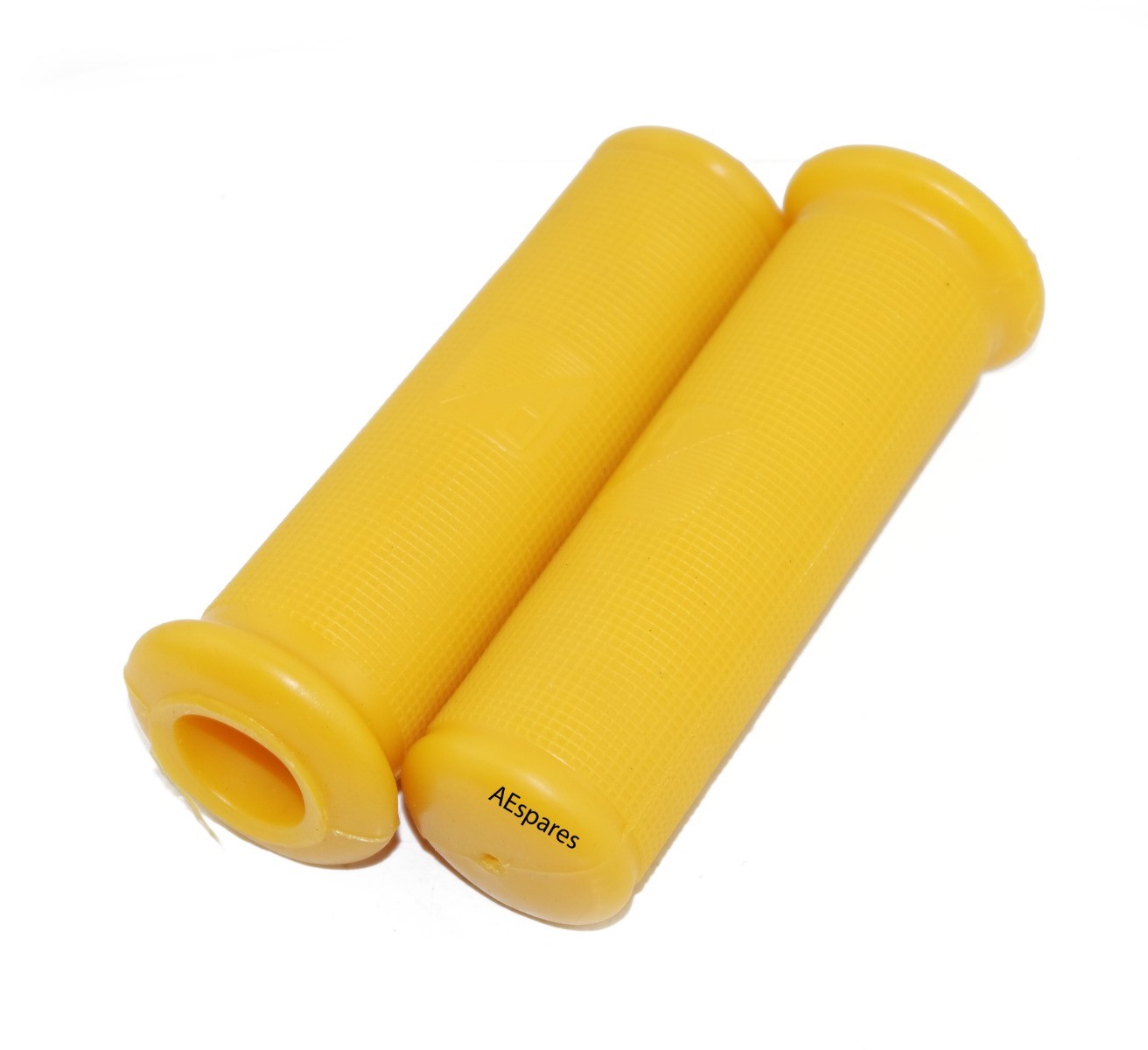Yellow Colour Twist Headset Rubber Grip Pair Vespa Sprint VBA VBB 22mm HOLE P LOGO 