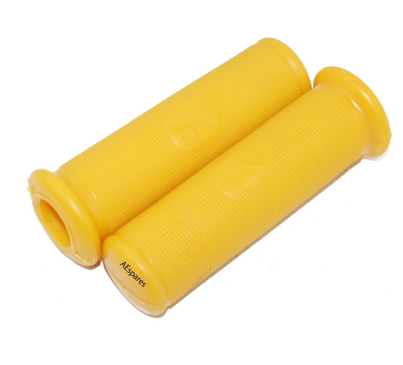 Yellow Colour Twist Headset Rubber Grip Pair Vespa Sprint VBA VBB 22mm HOLE P LOGO 