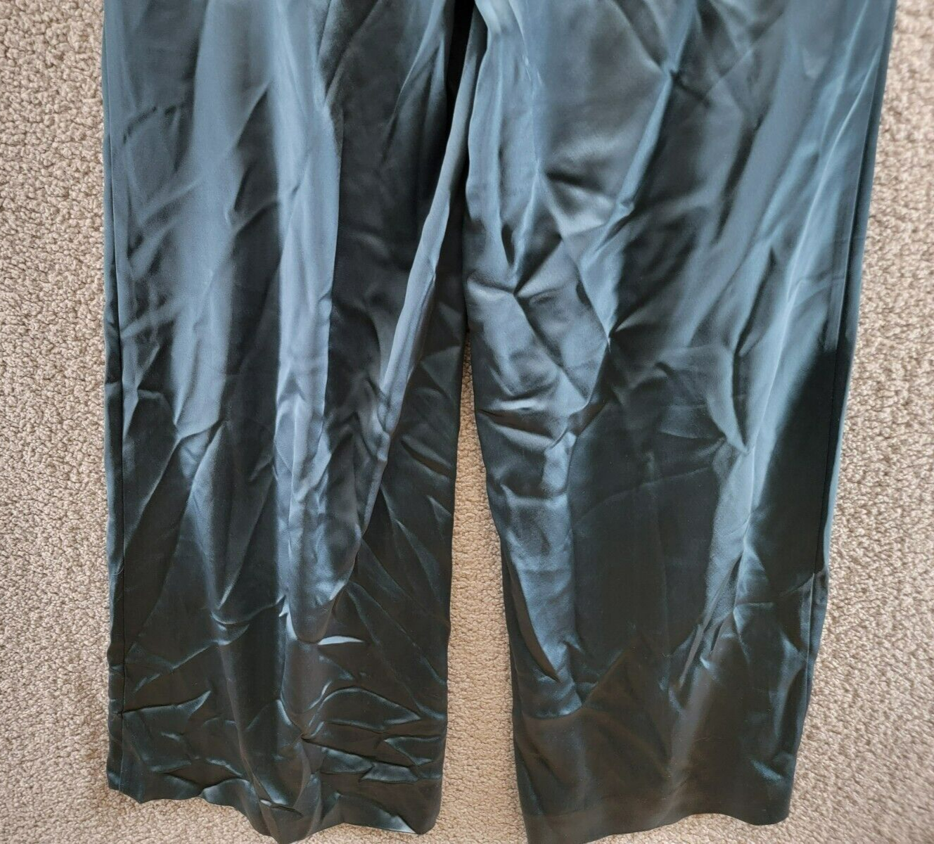 Cinq a Sept Shauna Pleated Satin Wide-Leg Pants Women's Size 2 Onyx Side Pockets - Picture 5 of 15
