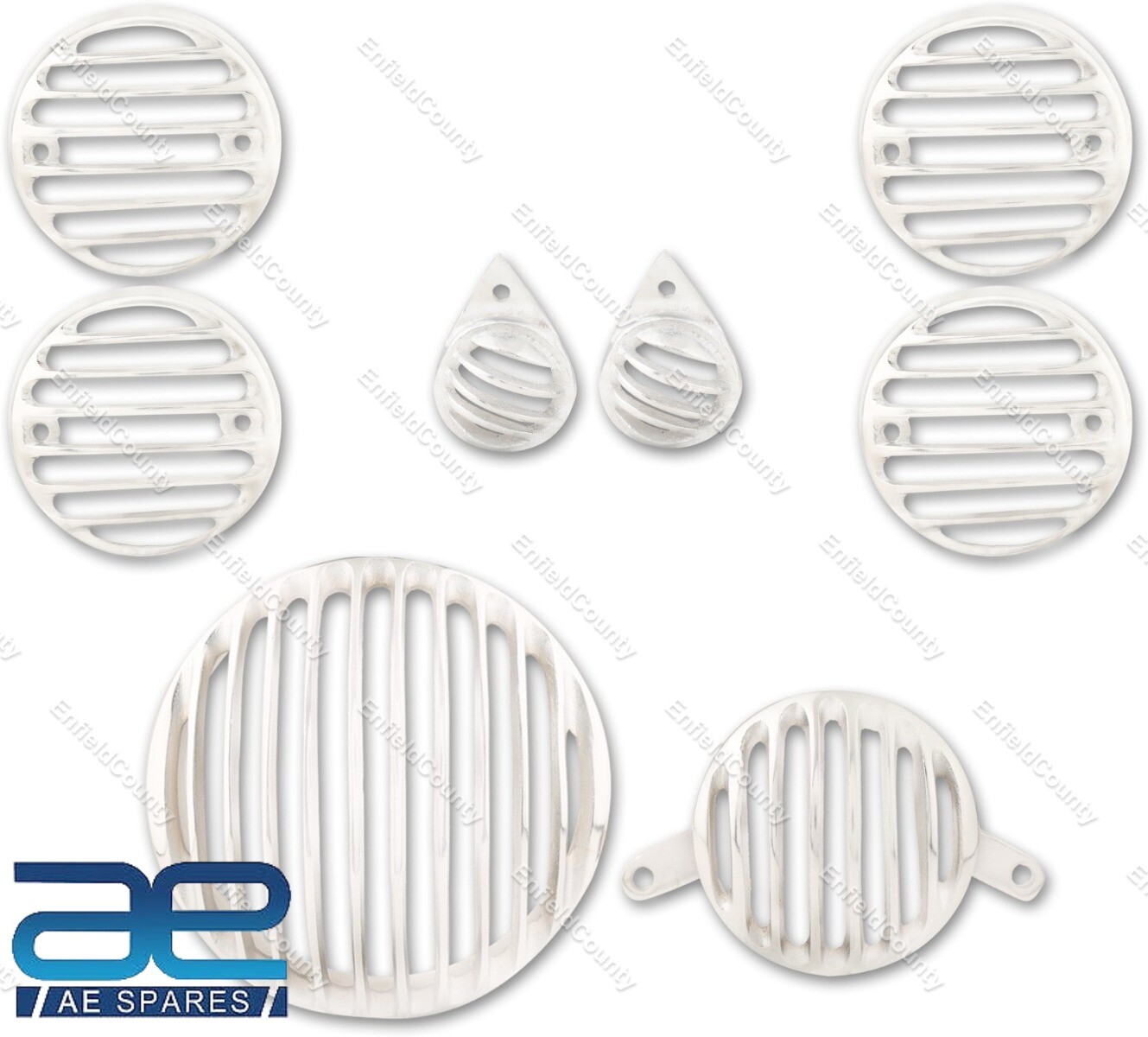 For Royal Enfield Classic 350 500 HeadLight Cover Grill Set Chrome 