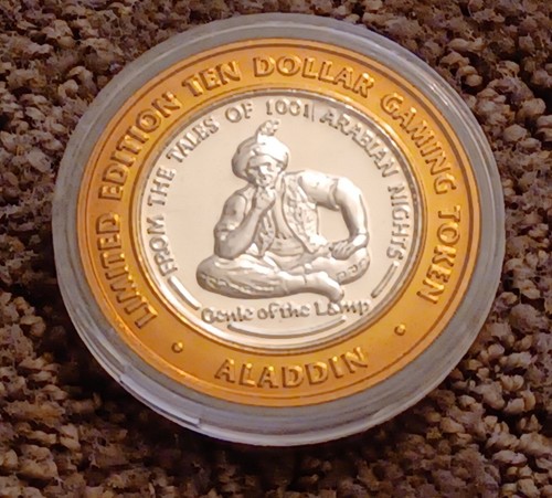 999純銀 ラスベガス コレクショントークン　アラジン Aladdin casino Las Vegas Ten Dollar Gaming Token chip .999