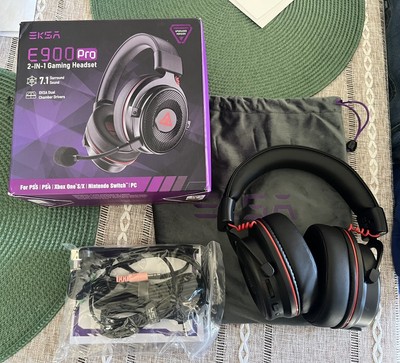 EKSA E900 Pro Black 7.1 Surround Sound 2-In-1 Over The Ear Gaming Headphones