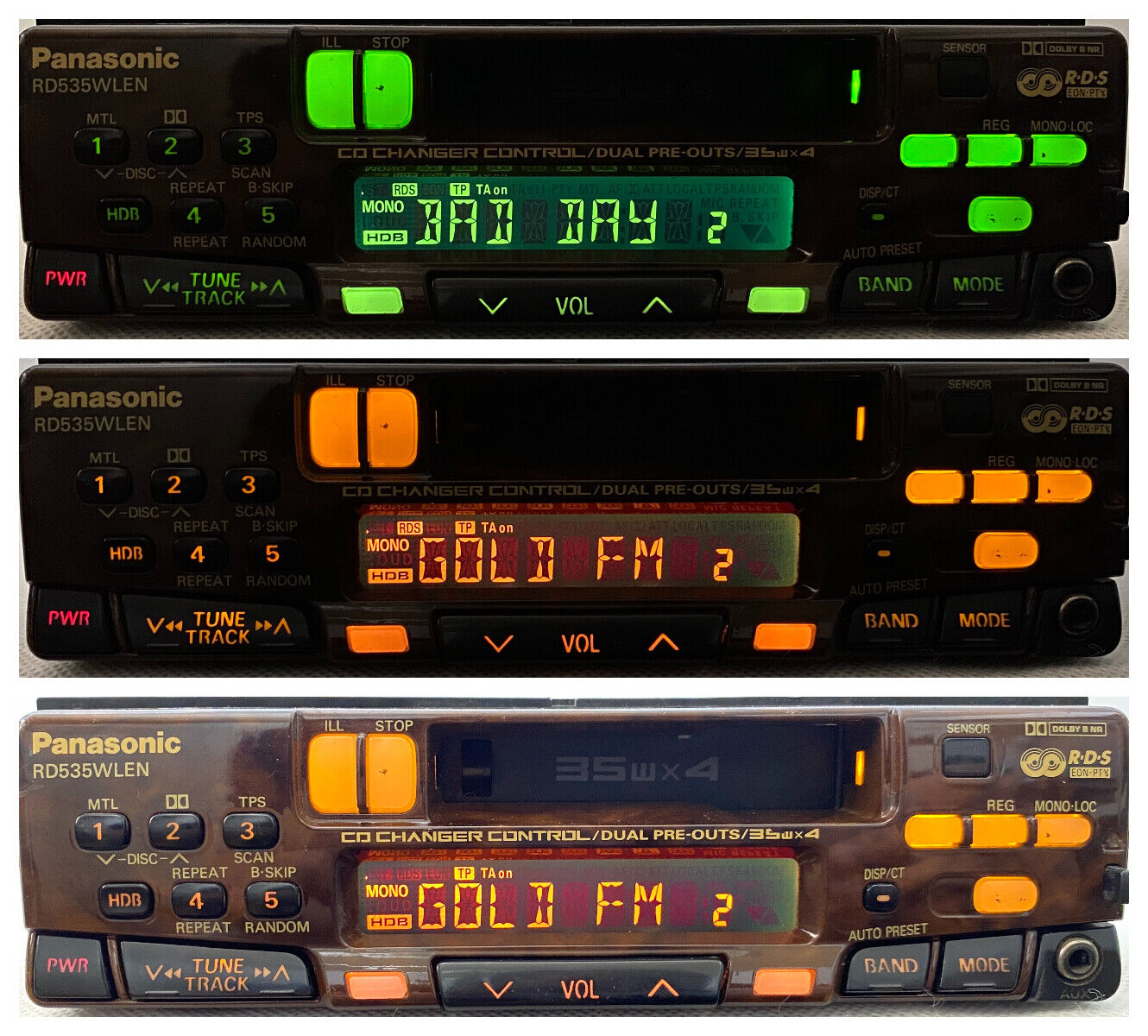 1990s Panasonic CQ-RD535WLEN Wood Car Cassette Radio Player + Bluetooth + Video 1990s Panasonic CQ-RD535WLEN Wood Car Cassette Radio Player + Bluetooth + Video