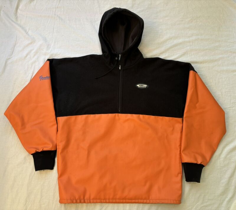Grundens Weather Gear Pullover Jacket Men’s Size S Orange/Black Made In USA