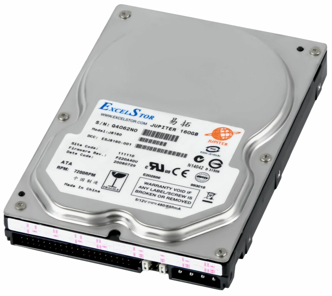Hard Drive Excelstor Jupiter J8160 160GB 7200RPM 8MB ATA Hard Drive Excelstor Jupiter J8160 160GB 7200RPM 8MB ATA