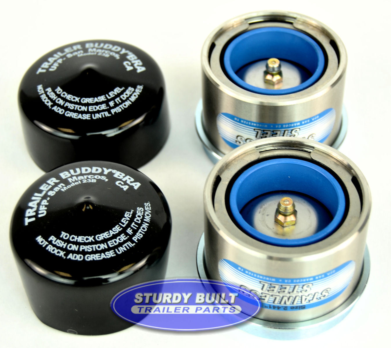 2x Buddy Bearing Buddy Protectors Grease 1.98 Wheel Hub W/ Bras For