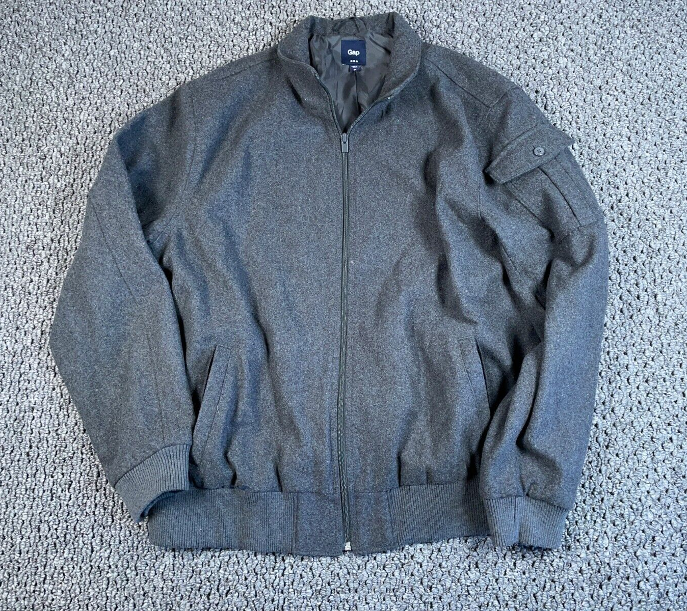 Gap Wool Blend Zip Up Bomber Jacket Adult XL Gray Lined Gap Wool Blend Zip Up Bomber Jacket Adult XL Gray Lined