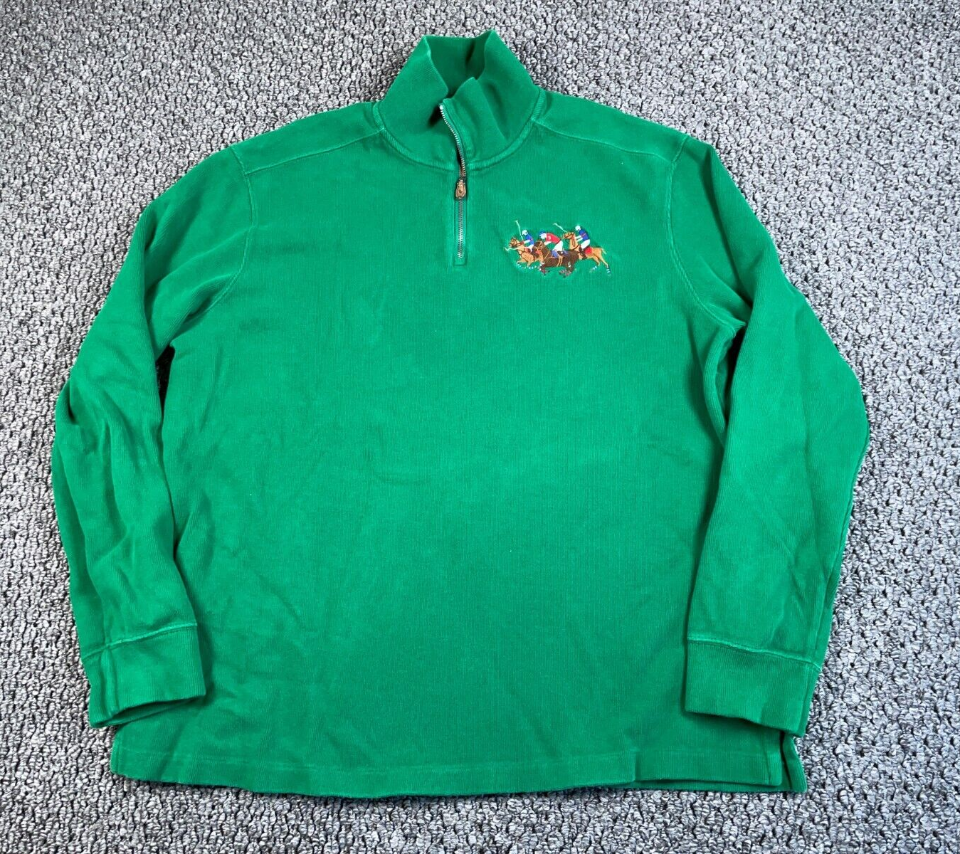 Polo Ralph Lauren 1/4 Zip Sweater Adult XL Green 3 Horse