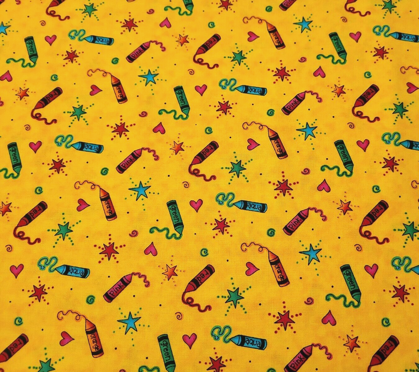 Crayon Box Brights BTY Kari Pearson Quilting Treasures Kids Bright Yellow