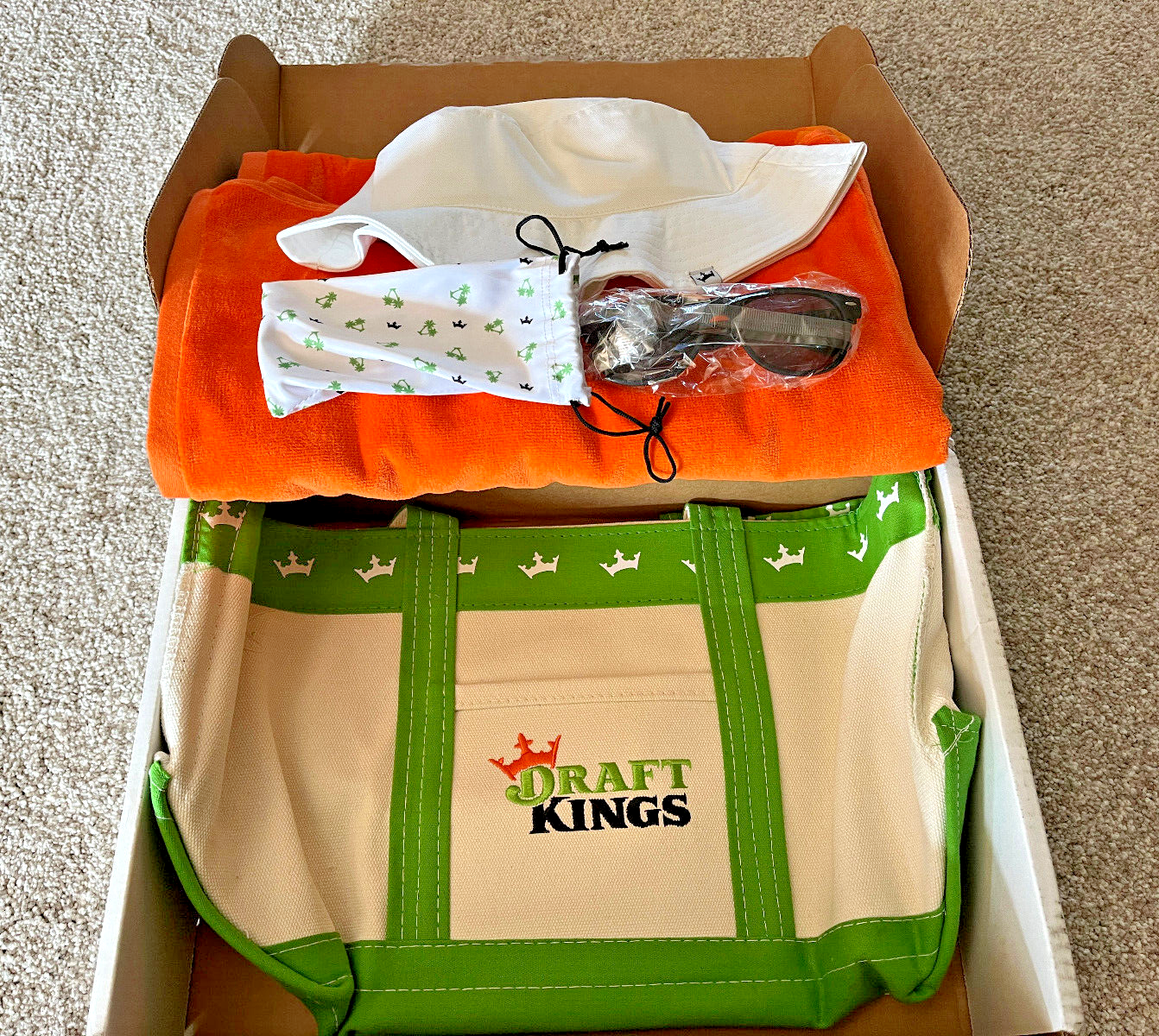DraftKings Summer Beach Rewards Set - Towel, Tote Bag, Sunglasses, Bucket Hat