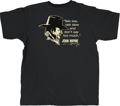 Мужская футболка John Wayne Talk Low, Говори медленно, Черная, Средний размер