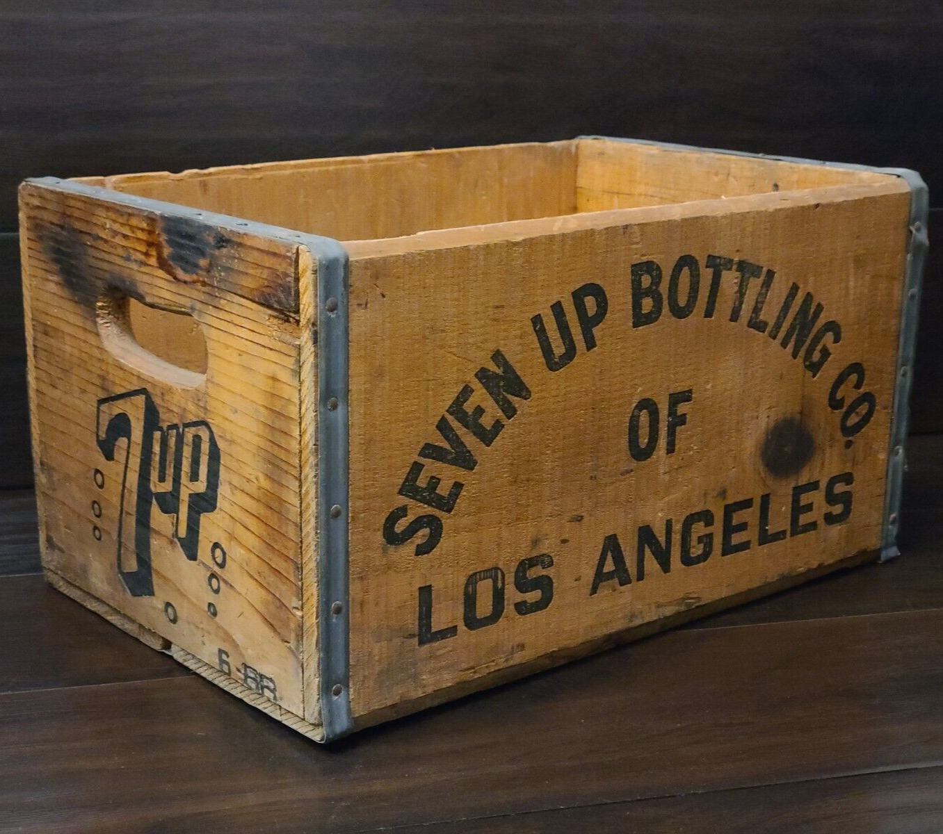 Vintage 7UP Seven UP Bottling Co Los Angeles Wooden Crate