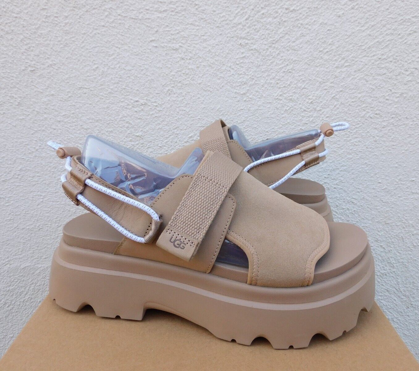 UGG SAND SUEDE/ NUBUCK CADY PLATFORM STRAP SANDALS, WOMEN US
